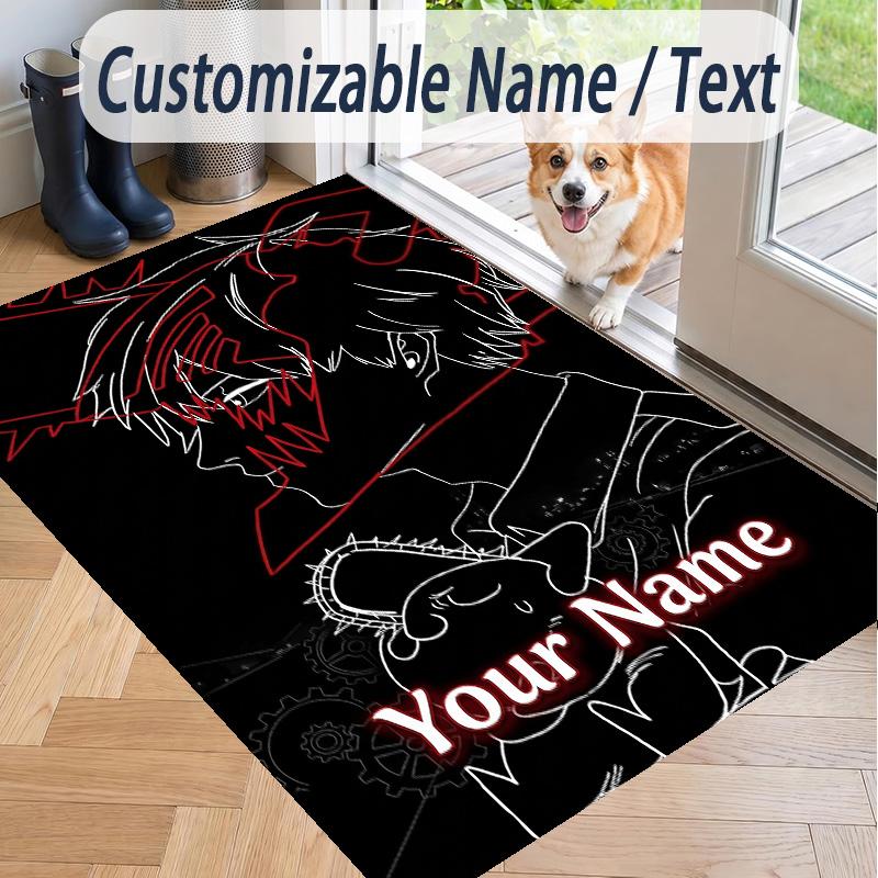 Custom Text Chainsaw Man Pattern Floor Rug Soft Indoor Carpet Mat Living Room Bedroom