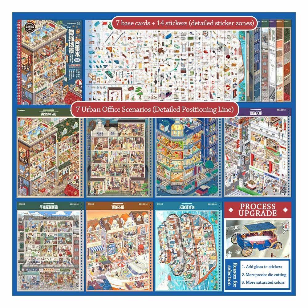 Kawaii Design 3D Scenery Stickers Special Economic Zone Stacking Sticker Book Festival Gift