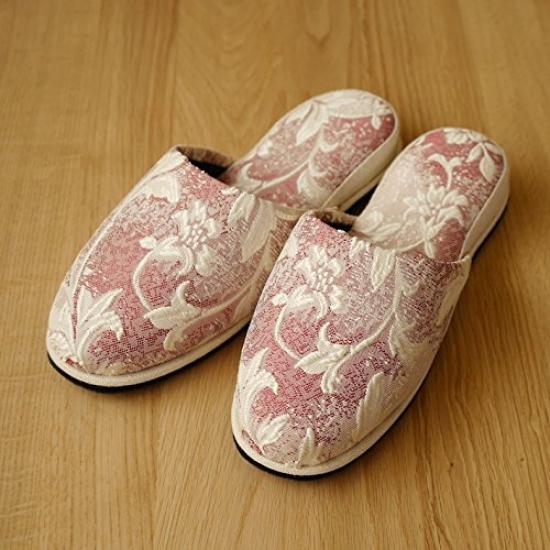 Guest Slippers with Floral Felt Dimensions Size Chausse' 4-Pair Soles, Year-Round Wear, 27cm, 8s31-3