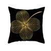 Home Furnishings Black Gold Leaf Print Cushion Cover Office Cushion Cover Waist Pillow Cover