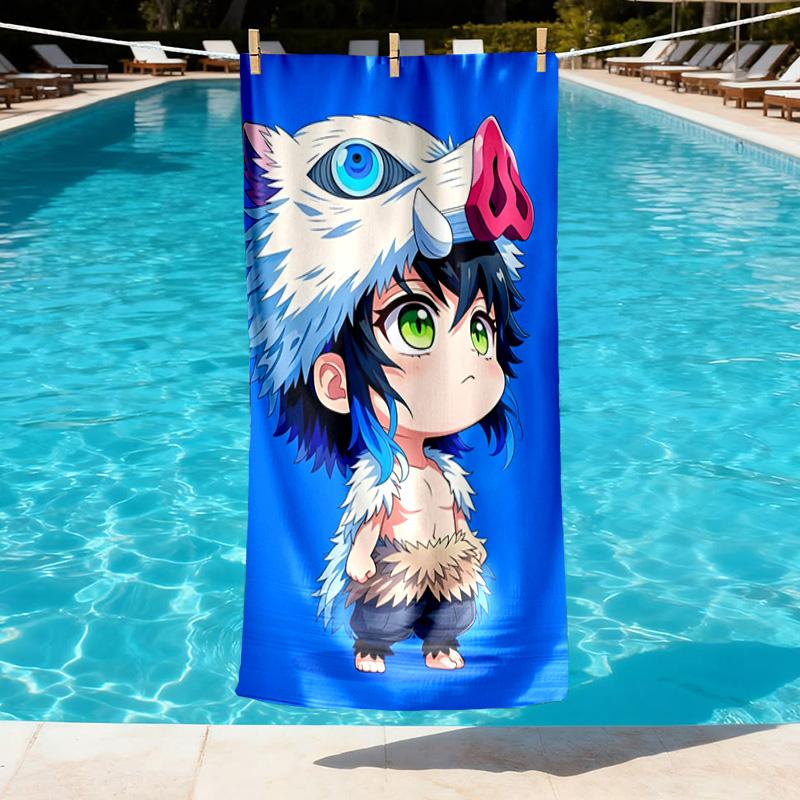 Demon Slayer Print Beach Towel Design, Soft, Lightweight. for Home Bathroom, Spa, Pool, Yoga, Surfing, Camping, Gift for Family, Friend