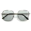 [MERRY PLEASURE] Sunglasses for Men and Women, UV Protection, Fashion Glasses, Square Shape, Thin Metal Frame, Large Lenses, Tinted Lenses (Lightly