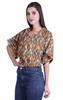 Moomaya Printed Boxy Sleeve Tops For Women V-Neck Elastic WaistA  Kimono Top