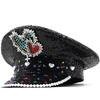 European and American Sequined Love Top Hat Big Edge Hat Men and Women Spring and Summer Performance Stage Hat Diamond Big Cap