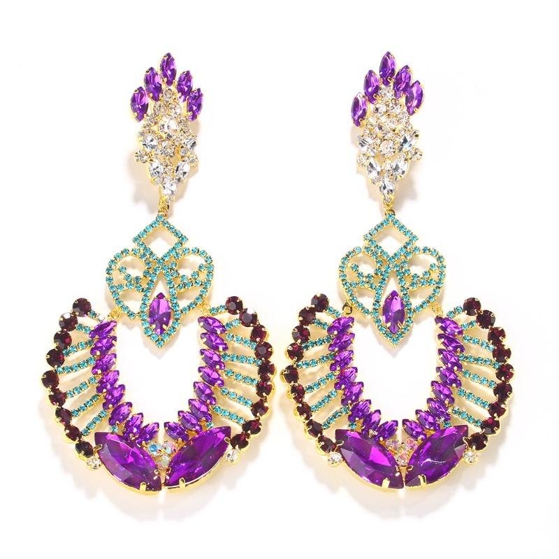 Королевские преувеличенные серьги персонализированные модные серьги со стразами флэш подиум универсальные аксессуары серьги золотой