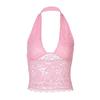 Women Sexy Hollow Out Lace Slim Fit Halter Crop Top
