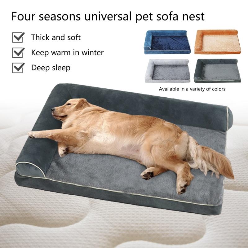 Comfortable Dog Couch Bed with Eggs Shape Foams Double Side Pillows Removable Cover NonSlip Dog Bedding for Winter