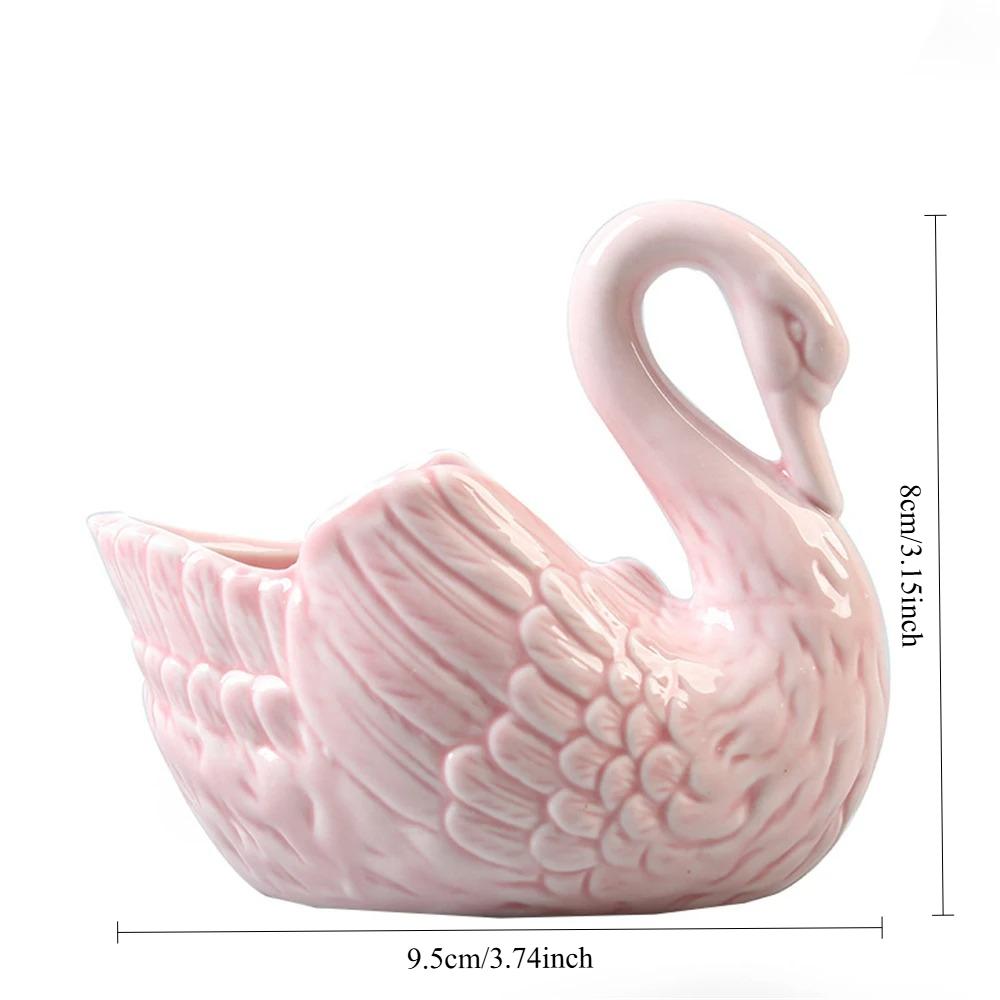 

Лебедь Керамические Украшения Декорация Настольный Ящик для Хранения Подставка для Чайных Свечей Цветочный Горшок Домашний Декор Мебель 9.5x8.5cm розовый