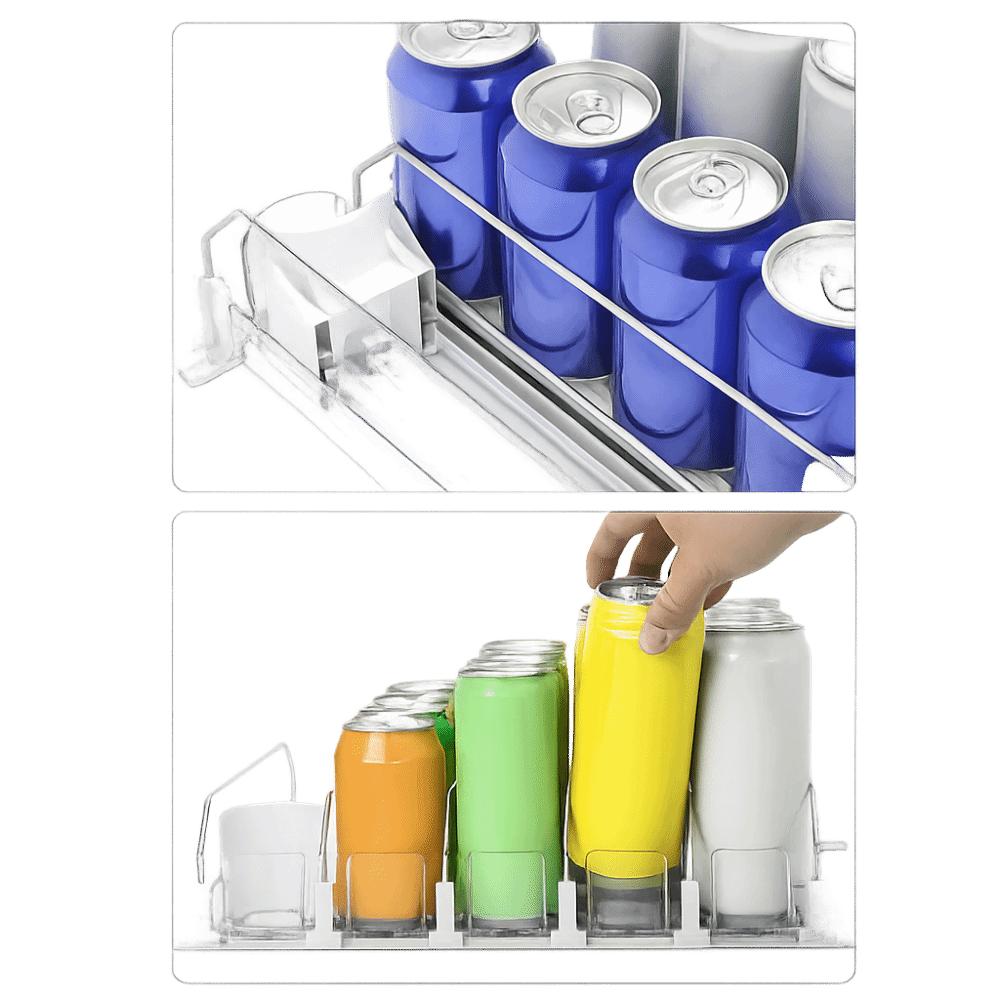 Adjustable Width Drinks Storage Rack Self-Sliding Refrigerator Drink Organizer