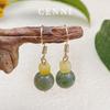 Handmade Yellow-Green Stone Tassel Earrings In 925 Silver, Mori Style