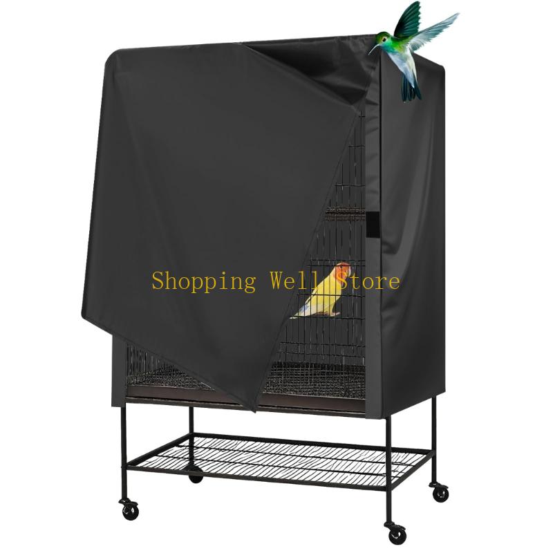 KX4B Breathable Black Birdcage Night Covering Blackouts Parrots Cage Canopy For Cockatiels Budgies And Conures