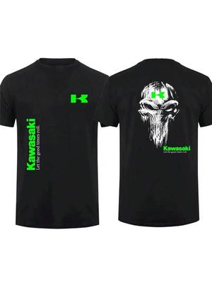 Herren Damen T-Shirt Lässig Kawasaki Racing T-Shirt Team Demon Claw T-Shirt Grafik Übergroße Sporttops Atmungsaktive Streetwear