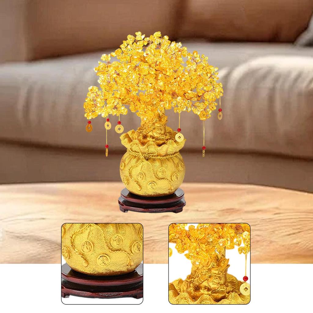 Money Tree Figurine Creative Money Bag Prosperity Sculpture Decorative Statue Tabletop Ornament for Shelf Living Room Entrance