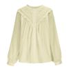 Women's Fashion Loose Lace-Up Openwork Blouse With Round Neck And Long Sleeves