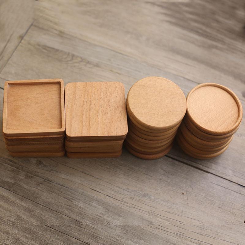 Engraved Wooden Tea & Coffee Coaster Set with Creative Insulation Pads and Trays