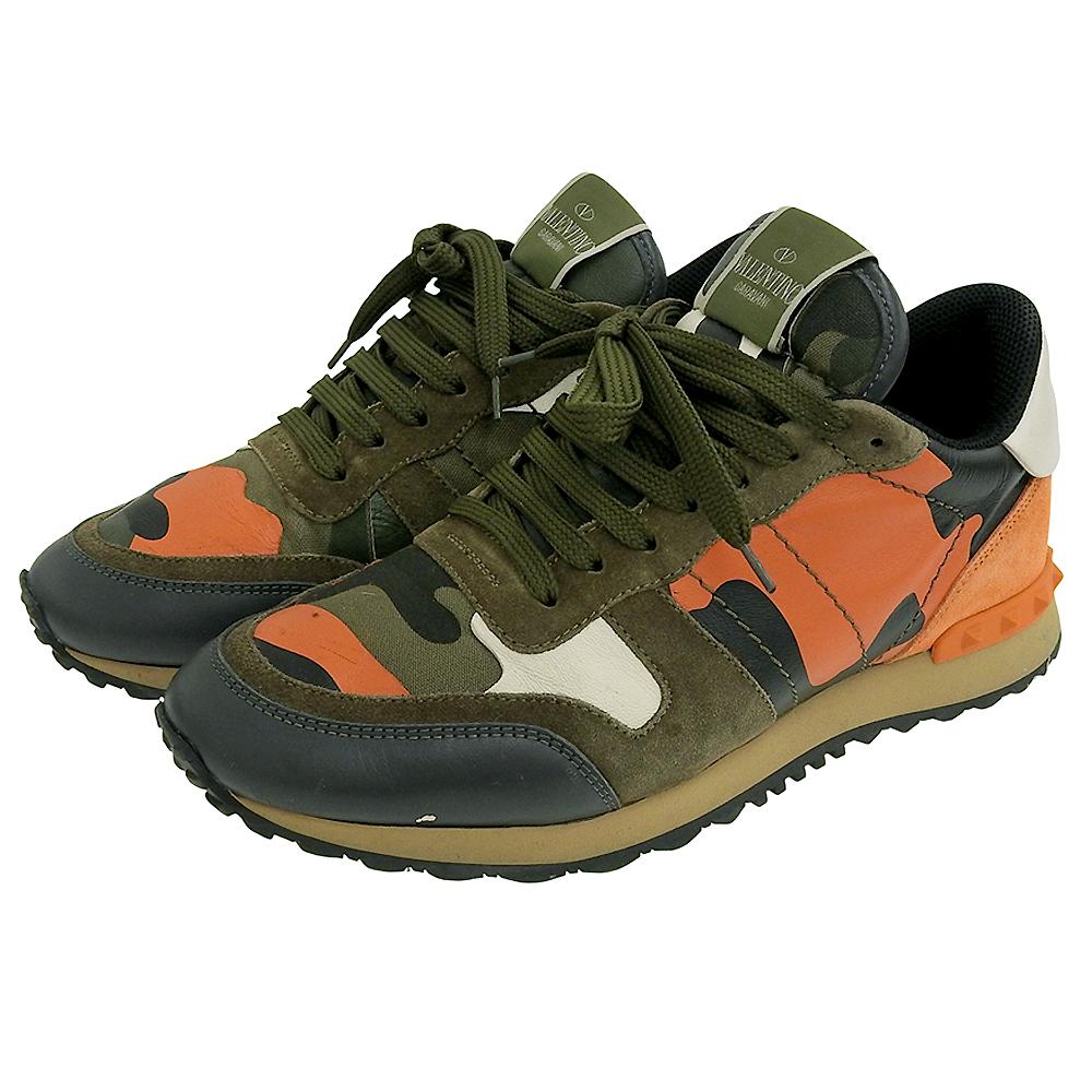 Valentino Garavani Men's Suede Camouflage Sneakers, Orange and Multicolor, Size 40, FN723Y2 Shoes 40 Orange / multicolorUsed