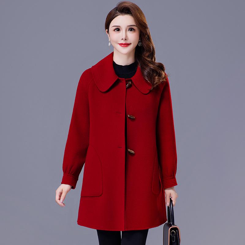 Women's Petite Mid-length Double-faced Wool Coat - Autumn/Winter 2026 New Style for Middle-aged Mothers