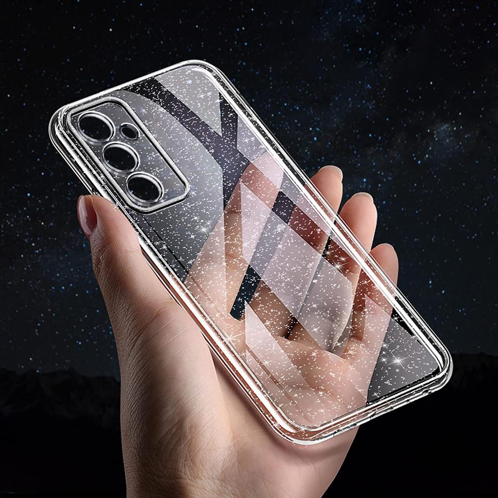 Case for Samsung Galaxy S24 FE SILICONE GLITTER SHINE CASE + GLASS