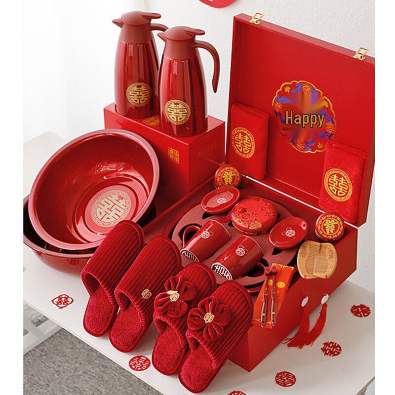 Свадебный набор приданого невесты: Красный чайник и набор из 20 чашек