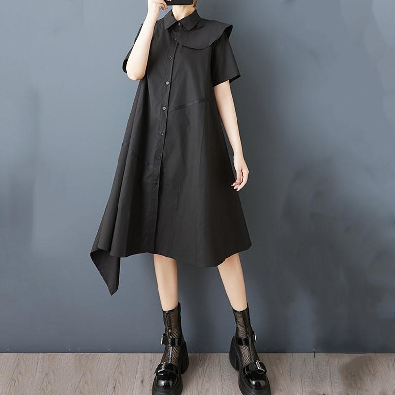 Short Sleeve Plus Size Vintage New In Dresses for Women Casual Loose Long Summer Shirt Dress
