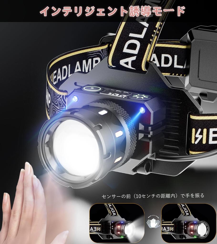 LED Headlamp for 2025 Sensor 2 Light 9 USB Bright Helmet Large Capacity Battery Ideal for Disaster Outdoor Night and Work [New - Function, Sources,