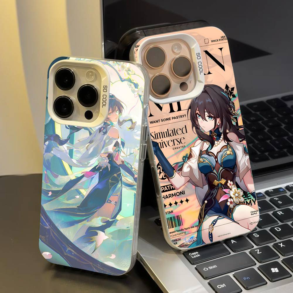 Honkai Star Rail Ruan Mei Handyhülle für iPhone 17 17Air 16 15 14 13 12 11 Pro Max Plus Bunt Silber