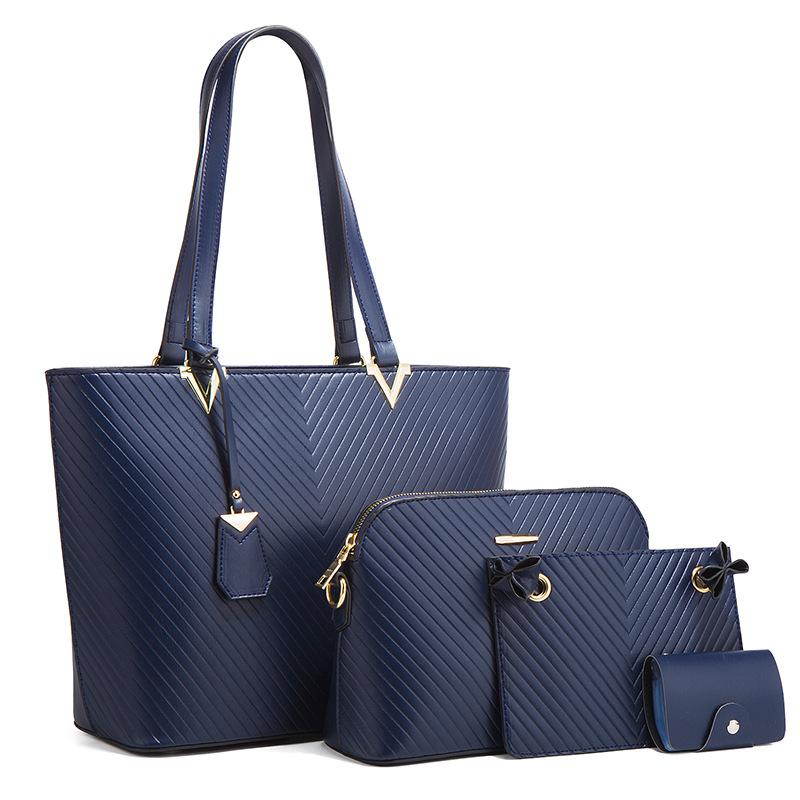 Neue trendige Damen-Umhängetaschen, lässig, große Kapazität, Damenhandtaschen, einfaches PU-Leder, Handheld, 4-teiliges Taschen-Geldbörsen-Set