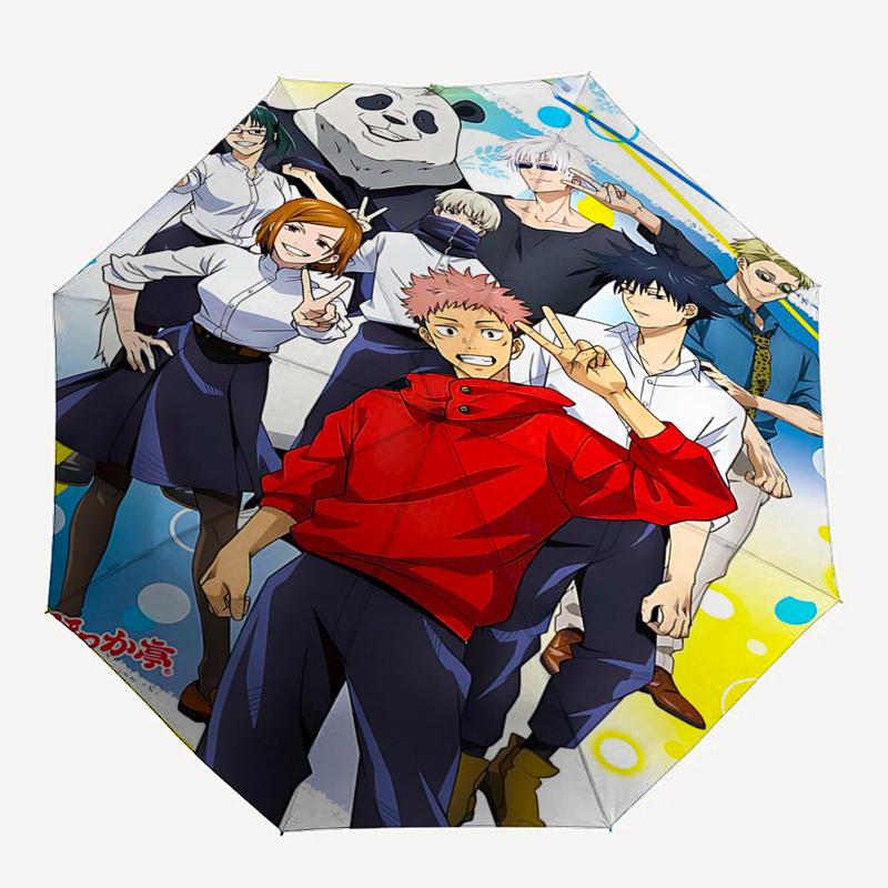 1pc Jujutsu Kaisen Anime Characters Automatic Opening Folding Umbrella with 8-Bone Iron Frame, Portable for Outdoor Use, Perfect Gift for Fans, Travel
