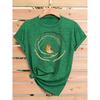 Wren standing in a circular branch pattern print, fashionable and elegant women's spring, summer, autumn casual sports style top, soft and