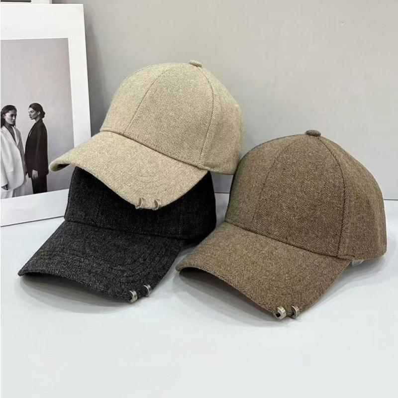 Autumn and Winter Warm and Slim Woolen Hard top Iron Ring Buckle Baseball Hat for Women Casual Versatile Woolen Couple Peaked Hat Trendy
