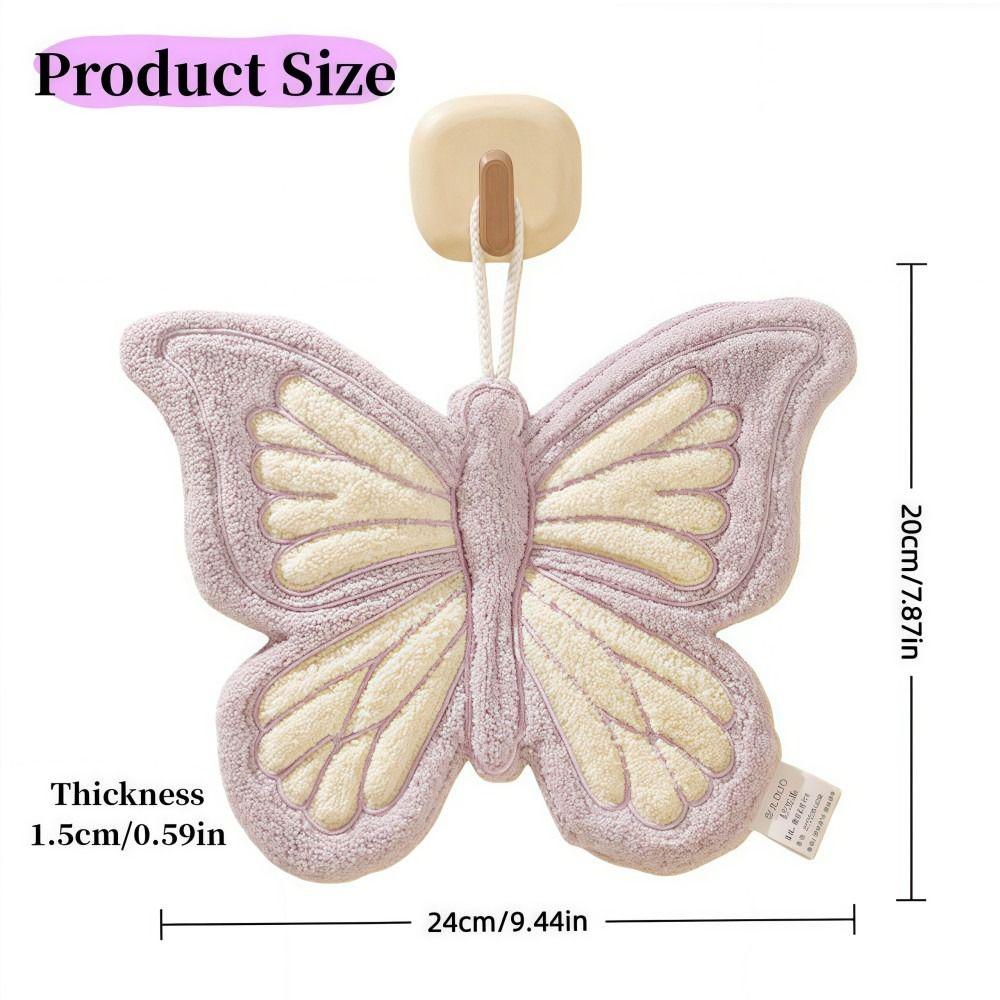 Cartoon Butterfly Shape Hand Towel Quick Drying Strong Water Absorption Bathroom Kitchen Rag Thickened Coral Fleece Washcloth