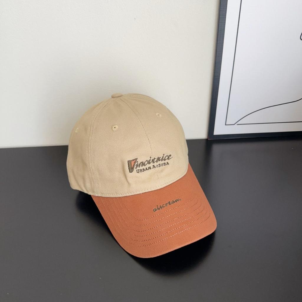 Fashion Hat Contrast Color Letter Embroidery Baseball Cap Unisex Korean Version Versatile Daily Cap Face Small Sunscreen Visor