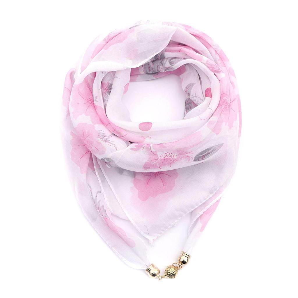 Women's Summer Magnetic Buckle Silk Scarf: Versatile, Fashionable Chiffon Square Scarf for Shirts