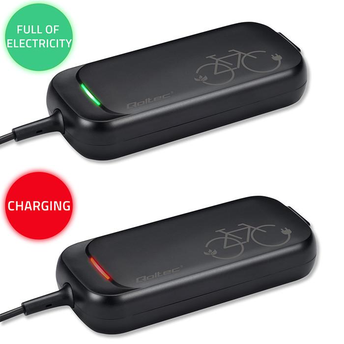 Qoltec Fast Charger for Electric Scooter Bike 36V | 42V | 2A | 5.5*2.1 | Waterproof + Power Cable