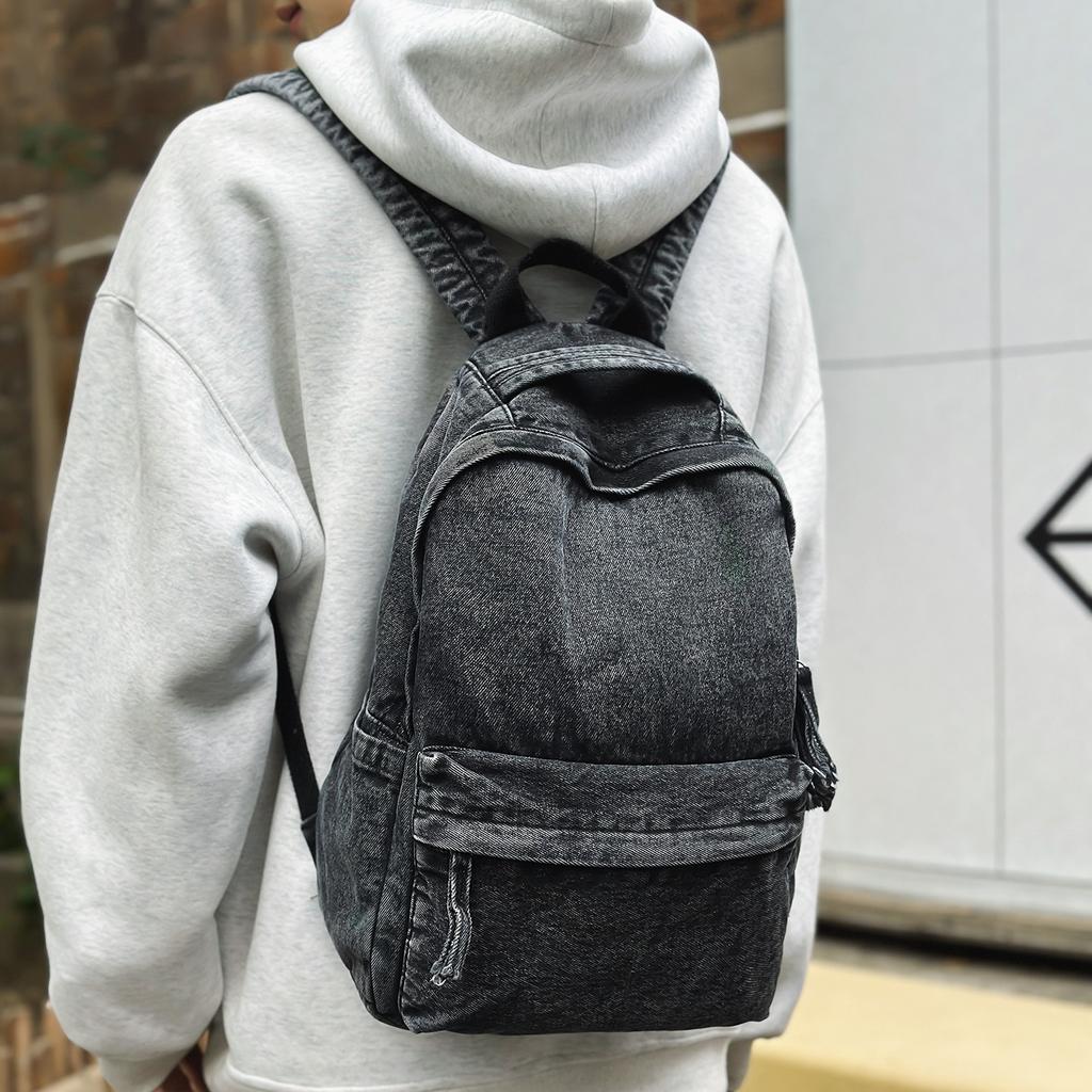 Schoolbag Vintage Versatile Large Capacity Denim Backpack Female Student School Bag Male Simple Japanese Canvas Backpack