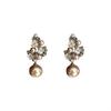 Silver Needle Geometric Pearl & Diamond Flower Earrings - Elegant Luxury Style for Women
