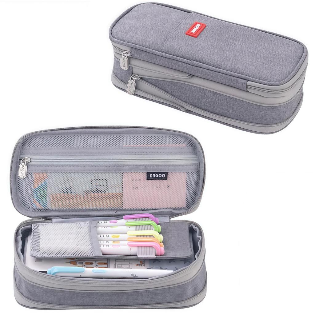Double-Layer Macaron Pencil Case with Large Capacity and Double Zipper