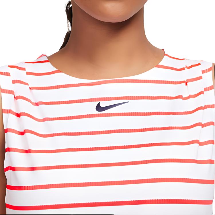 Nike Camiseta de Tirantes de Tenis Court Dri-Fit Maria con Logotipo a Rayas para Mujer Tops Blanco Rojo CI9371-101