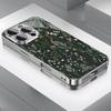 Green floral plant silver plated glass phone case suitable for iPhone 17 16 15 14 13 12 11 Pro/Max/Plus scratch resistant