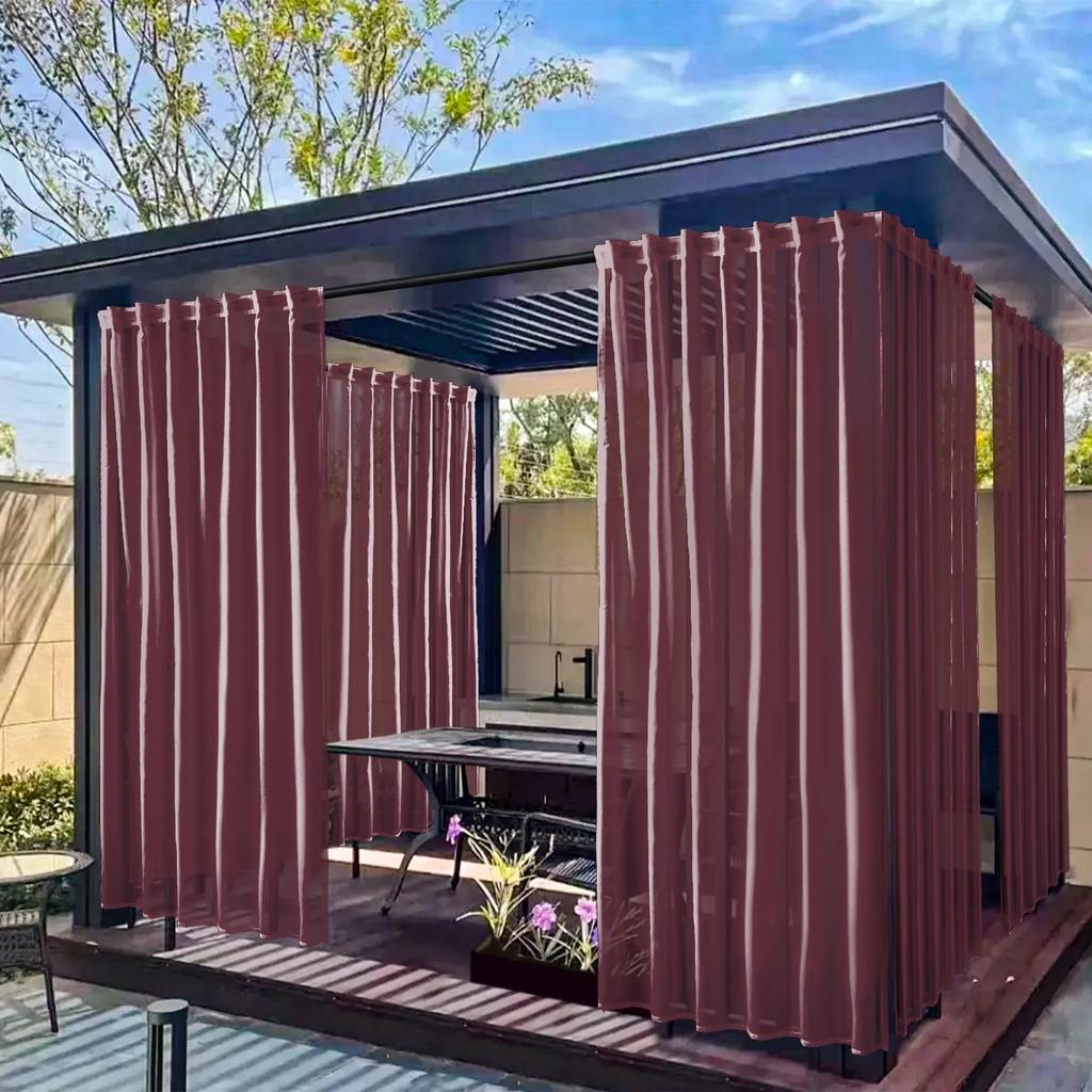1PC Waterproof Outdoor Curtains Lightweight Semi-Transparent Partition Curtain Perfect for Living Room Porch and Pergola Decor