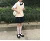 Thai JK Basic Short-Sleeved Uniform Square Neck Shirt - Milk White