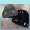 Solid Fashion Color Bow Decoration Women Casual Knitted Hat Autumn And Winter