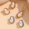 MamacitaSlay New Designed Stainless Steel Imitation Pearl Irregular Earrings Waterproof Jewelry Charm Statement Earrings Gift