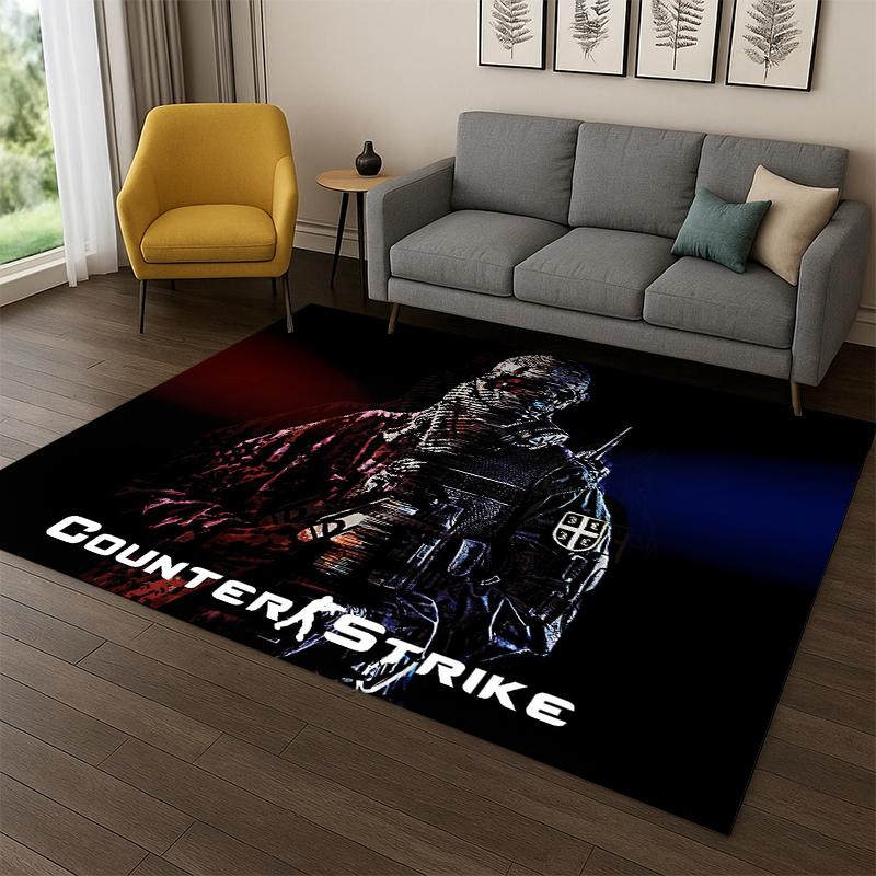 Counter Strike CS GO Game Gamer Carpet Rug for Bedroom Living Room Sofa Playroom Doormat Home Decor,Kid play Area Rug Non-slip