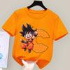 Dragon Ball Goku T-shirt for Children Cartoon A-Z Letters Tee Top Boys Girls Orange Clothes New Kids Short Sleeve Clothing Gift