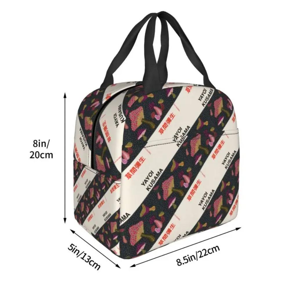 Custom Mushroom Yayoi Kusama Portable Lunch Box for Multifunction Cooler Thermal Insulated Lunch Bag School Children Student