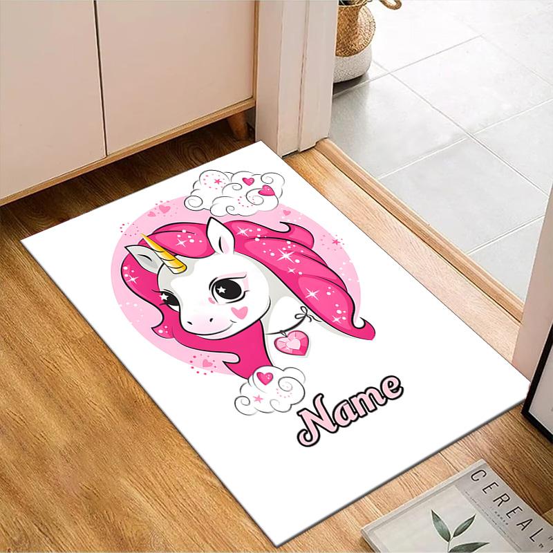 Custom Name Unicorn Dreams Art Rug for Living Room, Game Rooms, Office, Bedroom, Floor Mat Playful Design, fan gifts Christmas decor