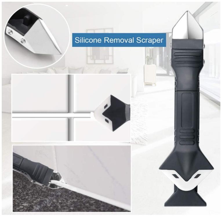 Kit di 20 Pezzi per Stuccatura 6 in 1 Strumento per Finitura Sigillante in Silicone Kit Ugelli Stucco in Acciaio Inossidabile Raschietto per Sigillante Tampone in Silicone