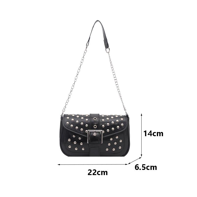 Yogodlns New Trend Fashion Spice Girl Rivet Personality Advanced Design Locomotive Shoulder Bag Punk Style Underarm Hobo Bag