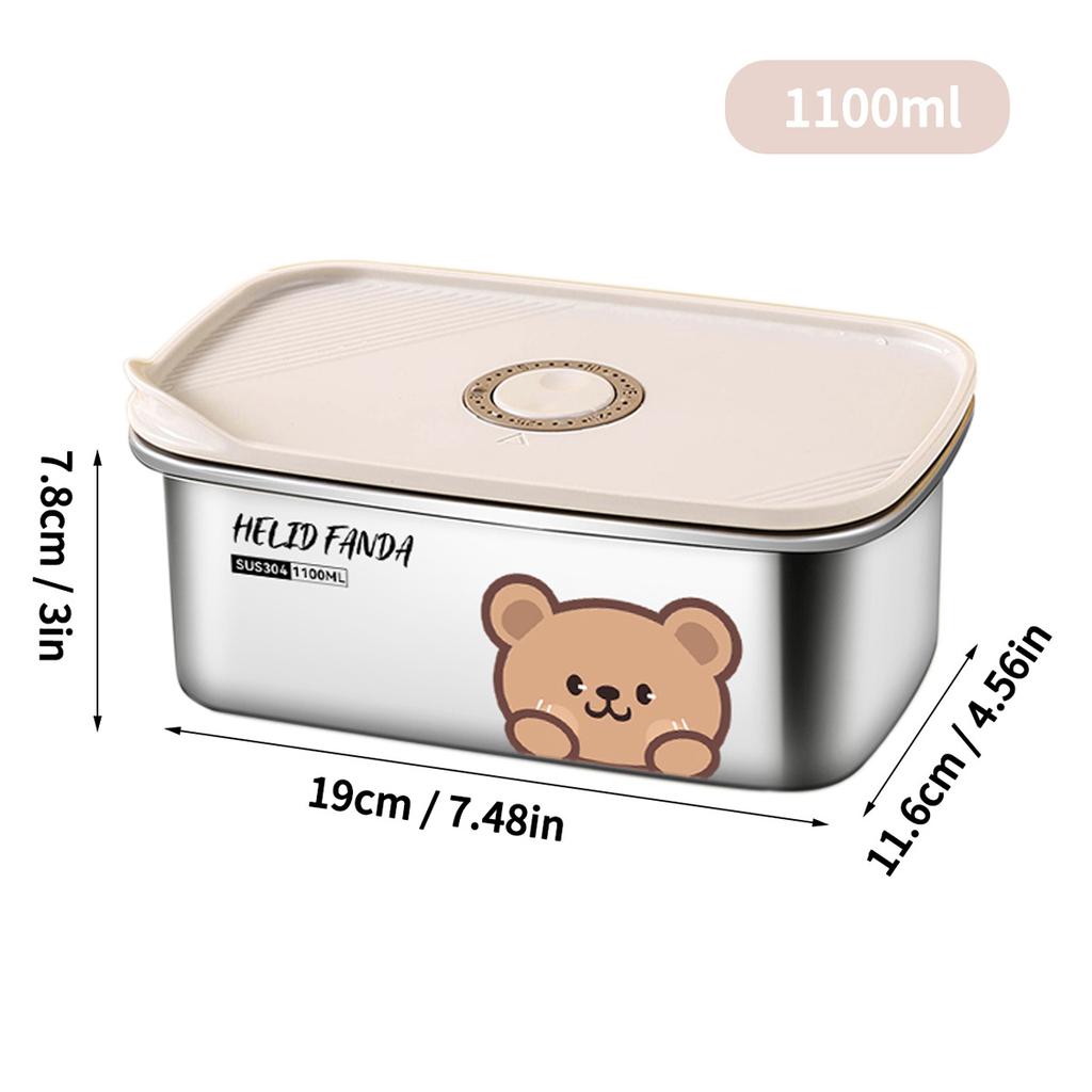 304 Stainless Steel Food Container Portable Large Capacity Lunch Box For Students Heatable Refrigerator Sealed Fresh-Keeping Box